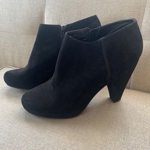 Black Suede Heeled Booties Size 11